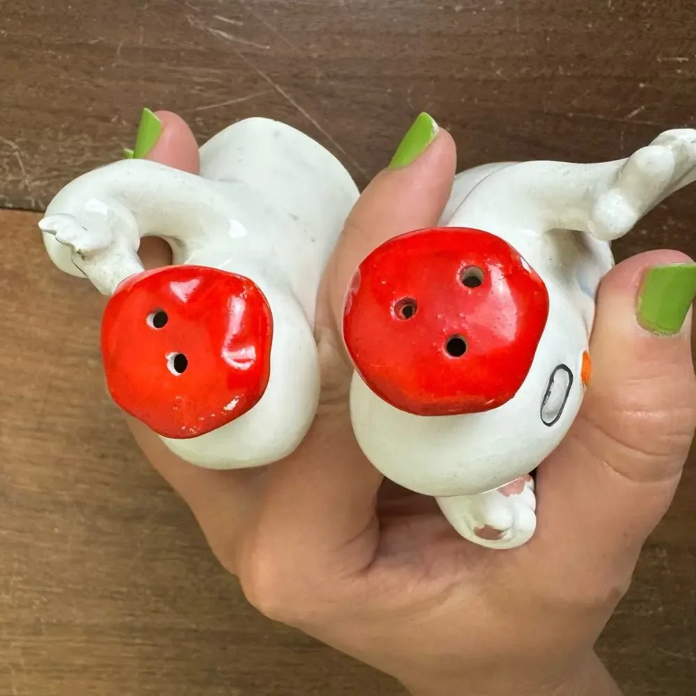 Japan MCM Mid Century VINTAGE spooky cooking chef ghost‎ salt pepper shakers
